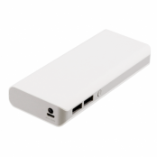 DELTACO Powerbank, 10000 mAh, 2xUSB 5V 2A, ficklampa, vit
