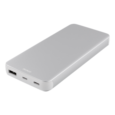 Deltaco Powerbank 10000mAh, USB-C - Silver