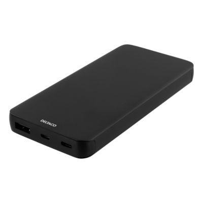 Deltaco Powerbank 10000mAh, USB-C - Svart