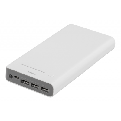 Deltaco Powerbank 16000mAh, USBx3, Vit