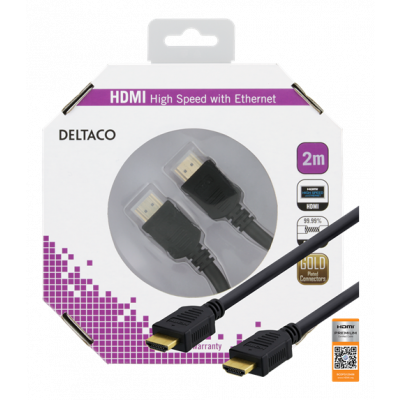 DELTACO Premium HDMI kabel, 2m - Svart