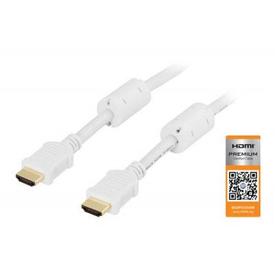 DELTACO Premium HDMI kabel 60Hz, 1m - Vit