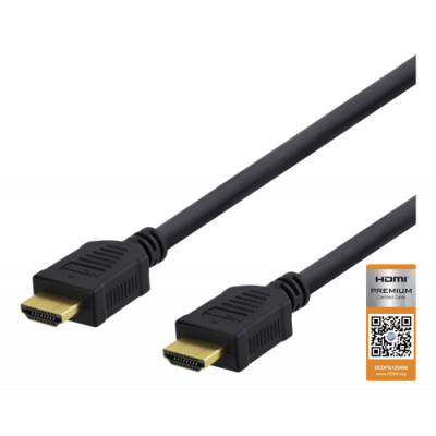 DELTACO Premium High Speed HDMI kabel, 1m - Svart
