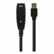 DELTACO PRIME aktiv USB 3.0-förlängningskabel, ha - ho, svart, 2m