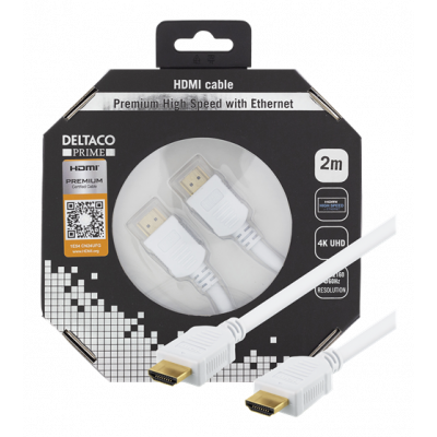 DELTACO PRIME HDMI kabel 2m - Vit