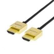 DELTACO PRIME tunn HDMI-kabe med guldpläterade zink-kontakter, 2m