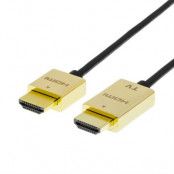 DELTACO PRIME tunn HDMI-kabe med guldpläterade zink-kontakter, 3m