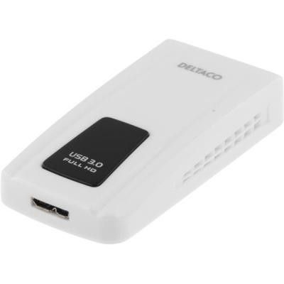 DELTACO PRIME USB 3.0 till DVI/HDMI/VGA-adapter, fungerar som ett extra grafikko