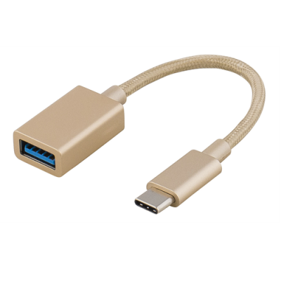 DELTACO PRIME USB 3.1 Gen1 adapter, USB Typ C ha - USB Typ A ho, guld