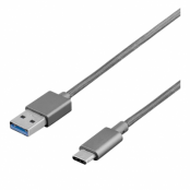 DELTACO PRIME USB 3.1 Gen1 kabel, USB Typ C - USB Typ A, 1m, grå