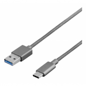 DELTACO PRIME USB 3.1 Gen1 kabel, USB Type-C - USB Typ A, 1m, gr