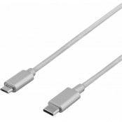 Deltaco Prime USB-C- till MicroUSB-kabel - Silver