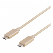 DELTACO PRIME USB-C till USB-C Kabel - 1m - Guld