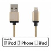 DELTACO Prime USB-synk-/laddarkabel, MFi, Lightning, 1m, guld