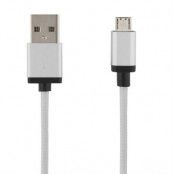 DELTACO PRIME USB-synk-/laddarkabel, USB Micro, 1m, silver