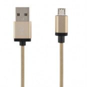 DELTACO PRIME USB-synk-/laddarkabel, USB Micro, 2m, guld