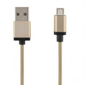 DELTACO PRIME USB-synk-/laddarkabel, USB Micro, 3m, guld