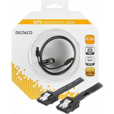 Deltaco SATA kabel 0.5m - Svart