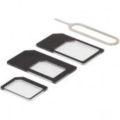 DELTACO SIM-kortsadapter för micro/mini/nano-sim, svart