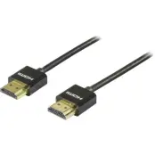 DELTACO tunn HDMI kabel, 2m - Svart