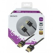 DELTACO tunn HDMI kabel 60Hz, 2m - Svart