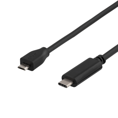Deltaco USB-C till microUSB Kabel 1m - Svart