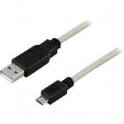 DELTACO USB 2,0 typ A till Micro-B USB, 0,25m - Grå