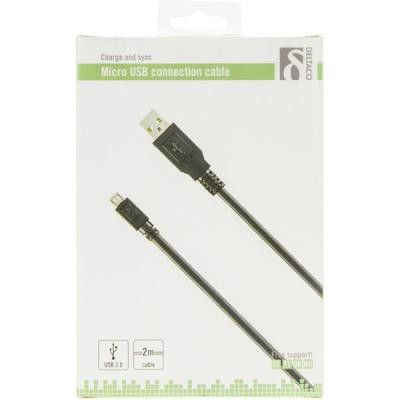 DELTACO USB 2.0 kabel Typ A ha - Typ Micro B ha, 5-pin, för laddning/dataöverför
