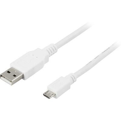 DELTACO USB 2.0 kabel, Typ A ha - Typ Micro B ha, 5m, vit