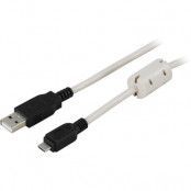 DELTACO USB 2.0 kabel Typ A hane - Typ Micro A hane 1m, grå/svart