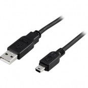 DELTACO USB 2.0 kabel Typ A Hane - Typ Mini B Hane 3m, svart