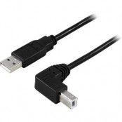 DELTACO USB 2.0 kabel Typ A hane - Vinklad Typ B hane 0,5m, svart