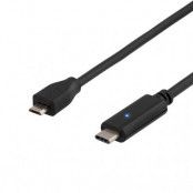 DELTACO USB 2.0 kabel, Typ C - Typ Micro B ha, 0.25m, svart