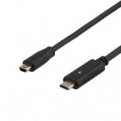 DELTACO USB 2.0 kabel, Typ C - Typ Mini B ha, 0,5m, svart