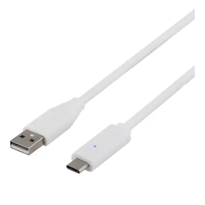 DELTACO USB 2.0 kabel, USB-A till USB-C ha, 1,5m, vit