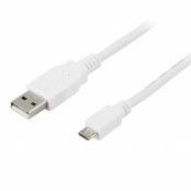 Deltaco USB-A Till Micro USB Kabel 1m - Vit