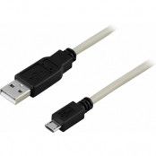 Deltaco USB-A till MicroUSB-kabel - Transparent 0,25 meter