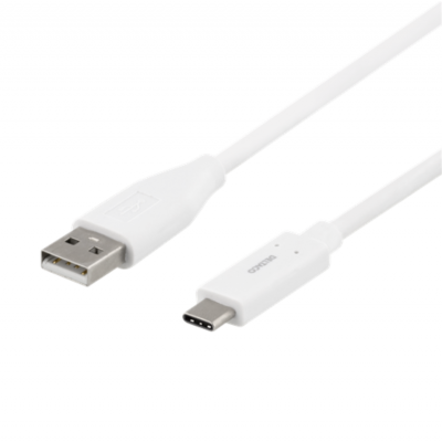 Deltaco USB-A till USB-C Kabel 0.5m 3A - Vit