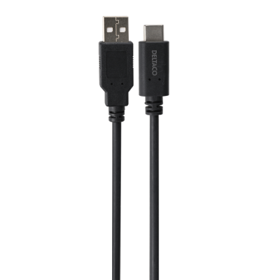 Deltaco USB-A till USB-C Kabel LSZH 1m - Svart