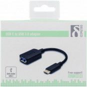DELTACO USB-adapter, USB 3.1 typ C hane - typ A hona, Gen 1, svart