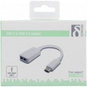 DELTACO USB-adapter, USB 3.1 typ C hane - typ A hona, Gen 1, vit
