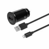 Deltaco USB Billaddare 12 W Till Lightning Kabel 1m - Svart