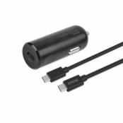 Deltaco USB-C Billaddare 20 W till USB-C  Kabel 1m - Svart