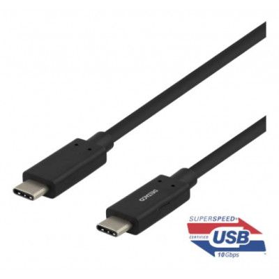 Deltaco USB-C-kabel, 1m - Svart