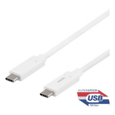 Deltaco USB-C-kabel 1m - Vit
