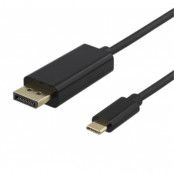 Deltaco USB-C till DisplayPort-kabel 2m - Svart