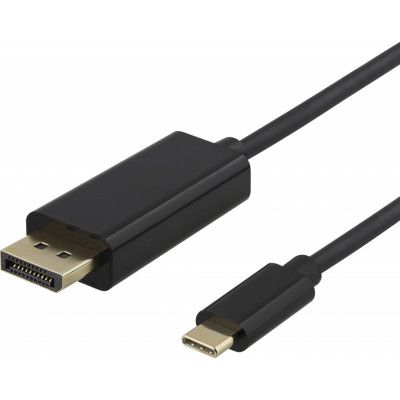 Deltaco USB-C till DisplayPort-kabel - Vit 2m