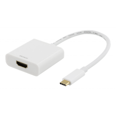 DELTACO USB-C till HDMI adapter - Vit