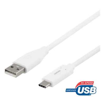 DELTACO USB-C till USB-A kabel, 2m, USB 2.0