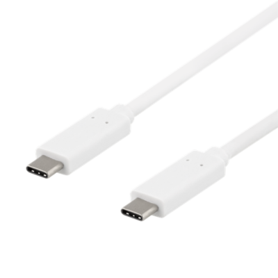Deltaco USB-C till USB-C Kabel 0.25m 60W - Vit